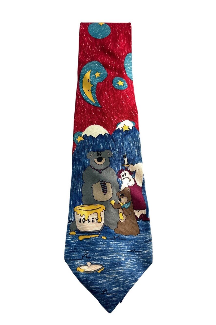 Save the Children Anthony Age 13 Midnight Snack 100% Silk Novelty Bear Necktie